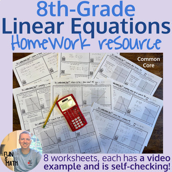 Preview of Graphing Linear Equations Unit - 8th grade math - Homework Resource
