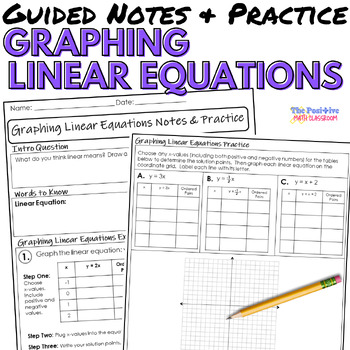 Preview of Graphing Linear Equations Guided Notes