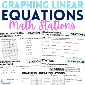 Preview of Graphing Linear Equations Math Stations | Math Centers