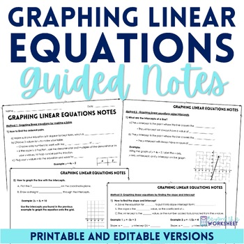 Preview of Graphing Linear Equations Notes