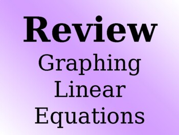 Preview of Graphing Linear Equations Review