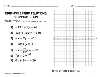 Preview of Graphing Linear Equations: Standard Form