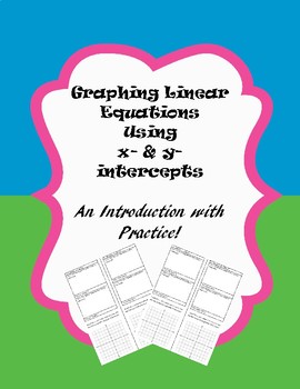 Preview of Graphing Linear Equations Using x- and y-intercepts Worksheet