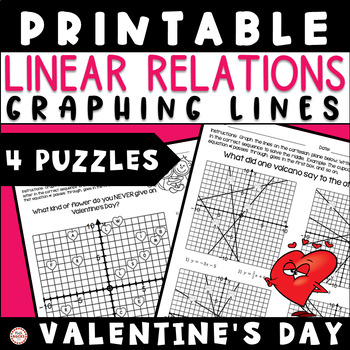 Preview of Valentine's Day Graphing Linear Equations Puzzle Printable Math Activity
