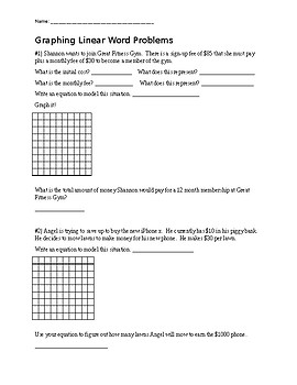 Graphing Linear Equations Word Problems By Able Minded Teacher Tpt