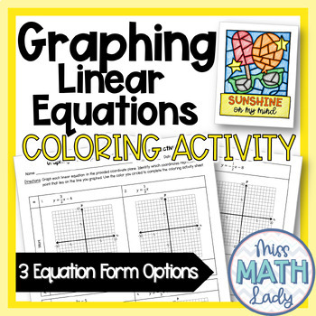 Preview of 8th Grade Graphing Linear Equations Worksheet and Coloring Activity