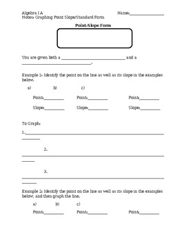 Preview of Graphing Linear Equations in Point-Slope and Standard Form Notes