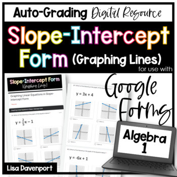 Preview of Graphing Linear Equations in Slope Intercept Form Google Forms Homework