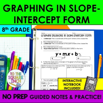 Preview of Graphing Linear Equations in Slope-Intercept Form Notes & Practice