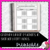 Graphing Linear Equations in Standard Form Guided Notes