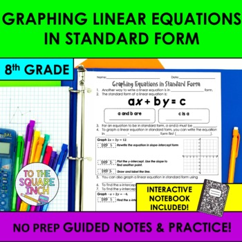 Preview of Graphing Linear Equations in Standard Form Notes & Practice | Guided Notes