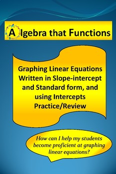 Preview of Graph Linear Equations using Slope and x-& y-intercepts Practice *DISTANCE LEARN
