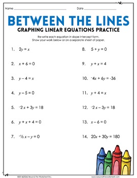 Graphing Linear Equations with Color Worksheet by Lindsay ...