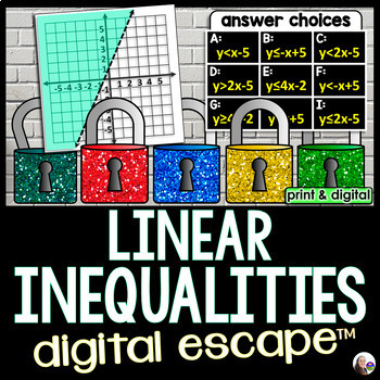 Preview of Graphing Linear Inequalities Digital Math Escape Room Activity