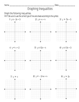 Graph Linear Inequalities Foldable and Worksheet by Gina Creech | TpT
