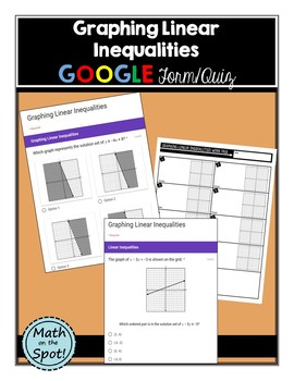 Preview of Graphing Linear Inequalities Quiz for Google Form/Quiz
