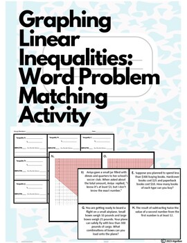 Preview of Graphing Linear Inequalities Word Problem Matching Activity