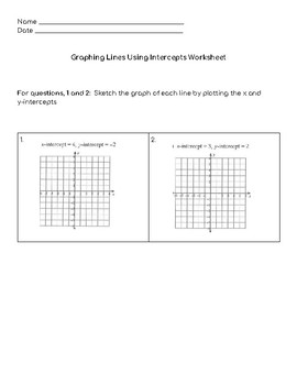 Graphing Lines Using Intercepts Worksheet By Jennifer Salerno Tpt