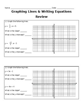 Graphing Lines & Writing Linear Equations Review by Sarah Michael