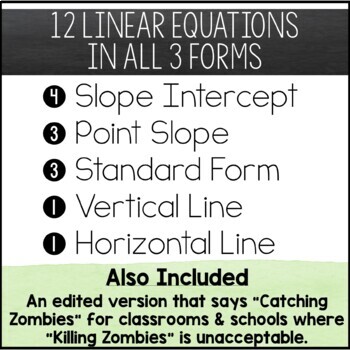 Graphing Lines Zombies Graphing In All 3 Forms Of Linear Equations Activity