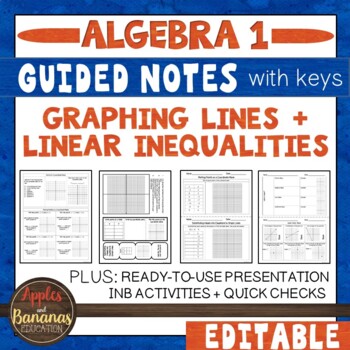 Preview of Graphing Lines and Linear Inequalities - Guided Notes, Presentation + INB