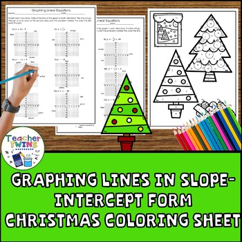 Preview of Graphing Lines in Slope Intercept Form Christmas Coloring Sheet