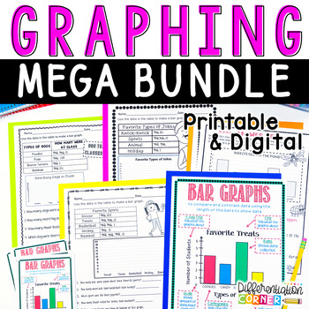 Preview of Graphing MEGA Bundle: Line Plots, Pictographs, Bar Graphs Math Activities