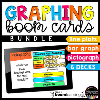 Preview of Graphing Boom Cards Bundle Line Plots, Bar Graphs, Pictographs Graphing Games