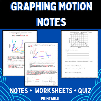 Preview of Graphing Motion Notes, Worksheet, & Quiz
