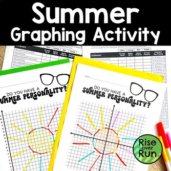 Preview of Fun End of Year Math Activity Summer Coordinate Graphing Picture