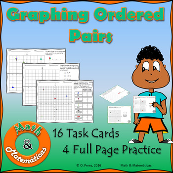 Preview of Graphing Ordered pairs Task Cards and Full Page Coordinate Grid (Plane)