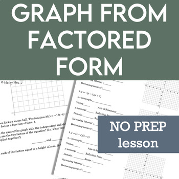 Graphing From Factored Form Worksheets Teaching Resources