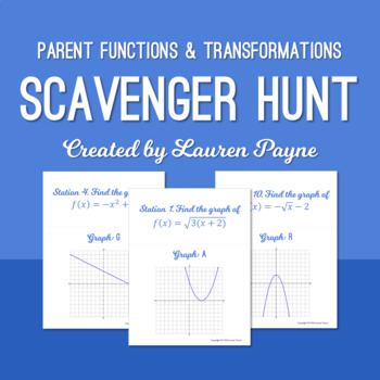 Preview of Graphing Parent Functions & Transformations Scavenger Hunt