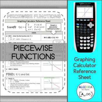 Preview of Graphing Piecewise Functions | TI-84 Calculator Reference Sheet and Practice