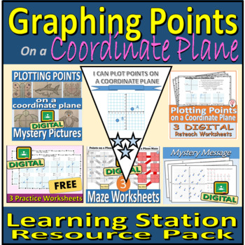 Preview of Graphing Points on a Coordinate Plane - Learning Station BUNDLE