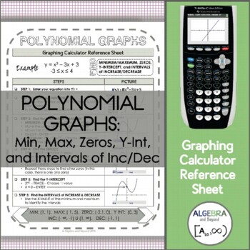 Preview of Graphing Polynomial Graphs | TI-84 Calculator Reference Sheet and Practice