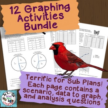 Preview of Graphing Practice Bundle: 12 Pages to Graph with Analysis Q's - Great Sub Plans!