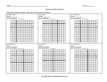 Graphing Quadratic Equations: Graphing 1 by Algebra Funsheets | TPT
