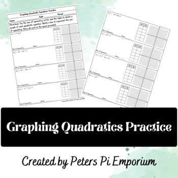Preview of Graphing Quadratic Equations  Practice Worksheet