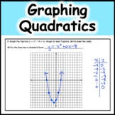 Graphing Quadratic Equations Practice in Algebra 1 Common Core
