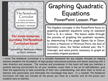 Preview of Graphing Quadratic Equations - The Notebook Curriculum Lesson Plans