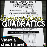 Graphing Quadratic Functions Cheat Sheet and Video