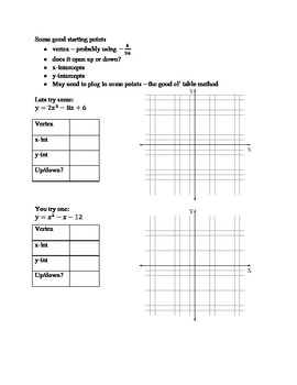 Preview of Graphing Quadratic Functions:  Guided Notes, Practice, Quiz, Smart Notebook