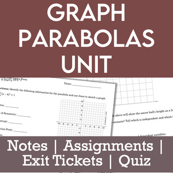 Preview of Graph Parabolas Full Unit - Quadratic Functions NO PREP Lessons