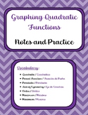 Graphing Quadratic Functions Notes and Practice for ELLs |