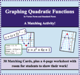 Graphing Quadratic Functions (Parabolas) Matching Activity