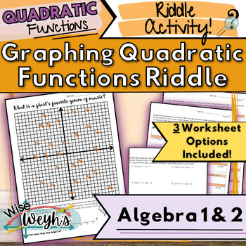 Preview of Graphing Quadratic Functions Riddle | Standard Form, Intercept Form, Vertex Form