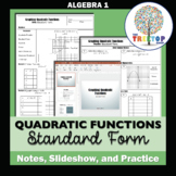 Graphing Quadratic Functions (Standard Form) - Notes, Slid