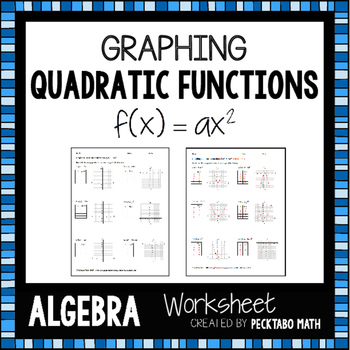 Graphing Quadratic Functions f(x)=ax^2 ALGEBRA Worksheet FREE SAMPLE