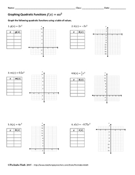 graphing quadratic functions assignment